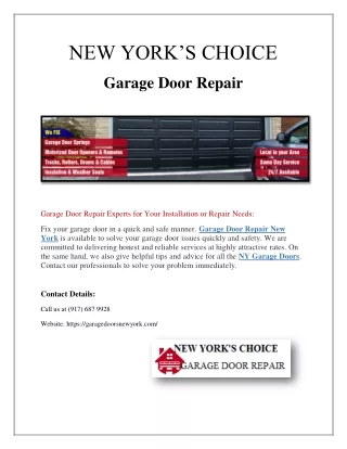 Which Is The Best Company For Garage Doors Openers In New York City, U.S.A?