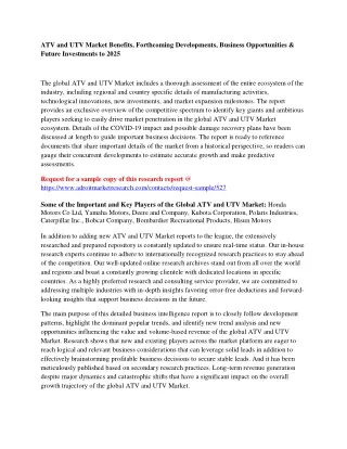 atv and utv market benefits forthcoming