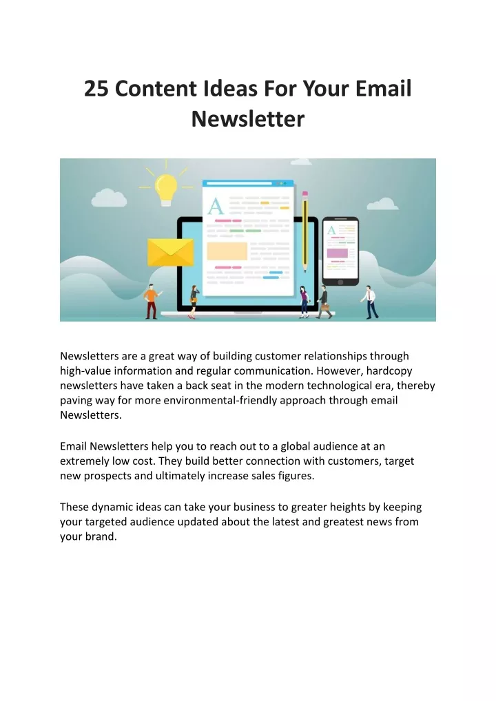 25 content ideas for your email newsletter