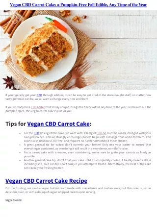 Vegan CBD Carrot Cake-a Pumpkin-Free Fall Edible, Any Time of the Year