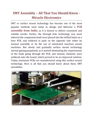 smt assembly all that you should know miracle