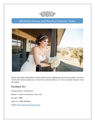 Wedding Venues and Ranch in Boerne, Texas