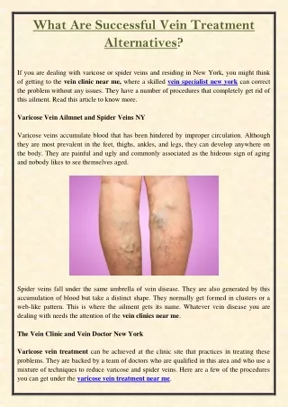 what are successful vein treatment alternatives