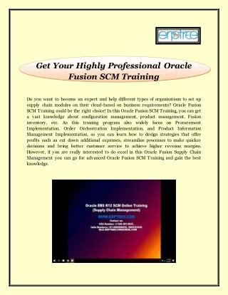 Get Your Highly Professional Oracle Fusion SCM Training