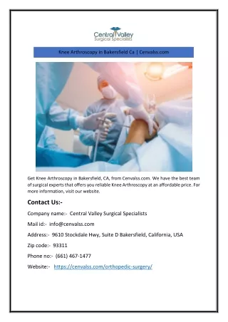knee arthroscopy in bakersfield ca cenvalss com