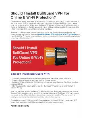 should i install bullguard vpn for online