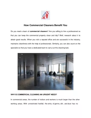 How Commercial Cleaners Benefit You