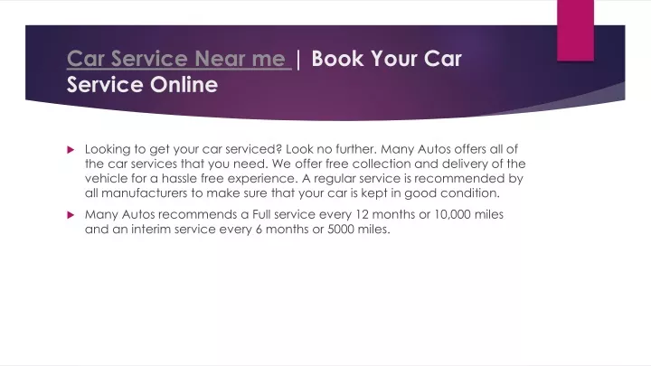 car service near me book your car service online