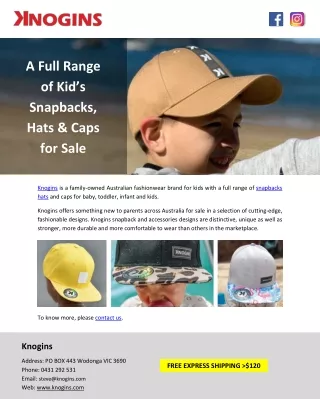 A Full Range of Kid’s Snapbacks, Hats & Caps for Sale