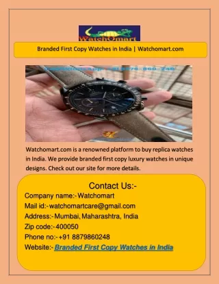 Branded First Copy Watches in India | Watchomart.com
