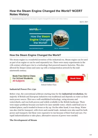 how the steam engine changed the world ncert