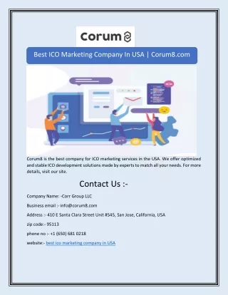 Best ICO Marketing Company In USA | Corum8.com