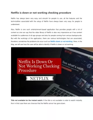netflix is down or not working checking procedure
