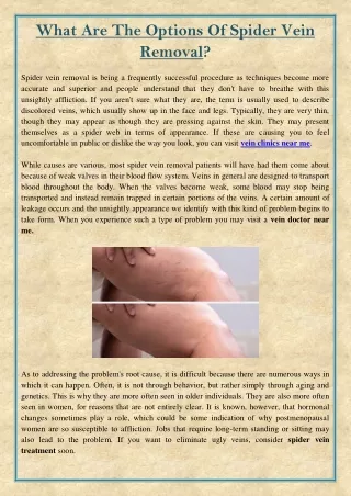 what are the options of spider vein removal