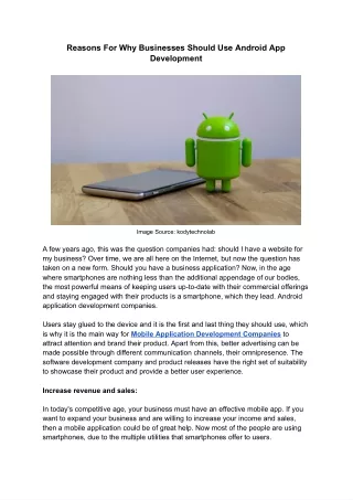 reasons for why businesses should use android