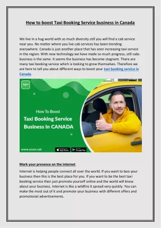 How to boost Taxi Booking Service business in Canada
