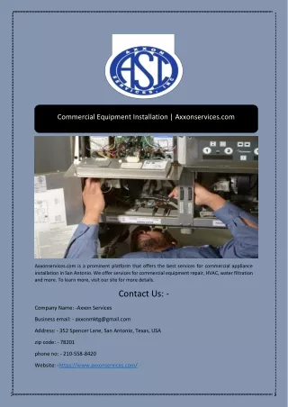 commercial equipment installation axxonservices
