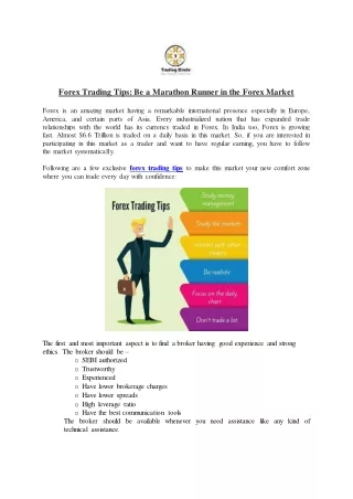 Forex Trading Tips: Be a Marathon Runner in the Forex Market