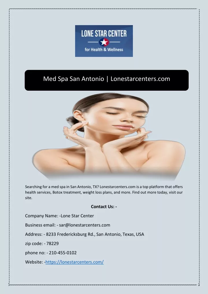 med spa san antonio lonestarcenters com