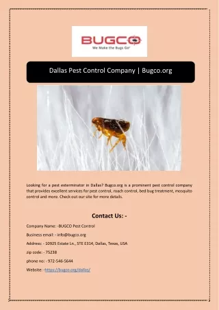 Dallas Pest Control Company | Bugco.org
