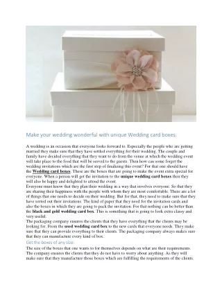 Make your wedding wonderful with unique Wedding card boxes