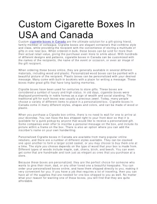 Custom Cigarette Boxes in USA and Canada