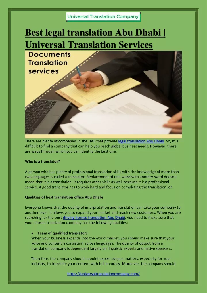 best legal translation abu dhabi universal