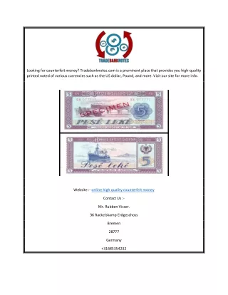 Online High Quality Counterfeit Money | Tradebanknotes.com