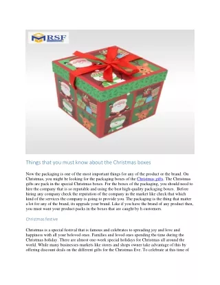 Things that you must know about the Christmas boxes