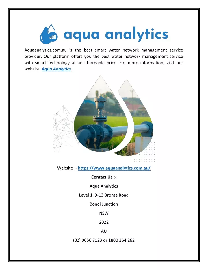 aquaanalytics com au is the best smart water