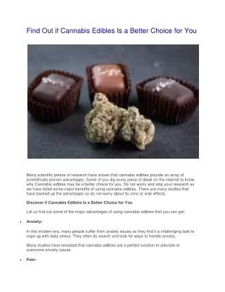 find out if cannabis edibles is a better choice