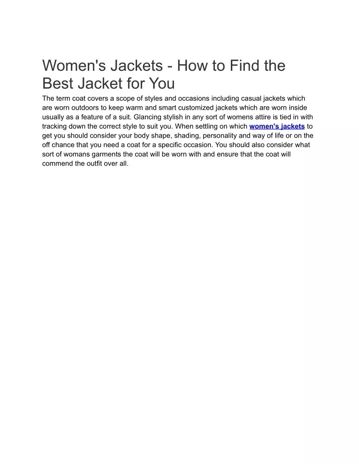 women s jackets how to find the best jacket