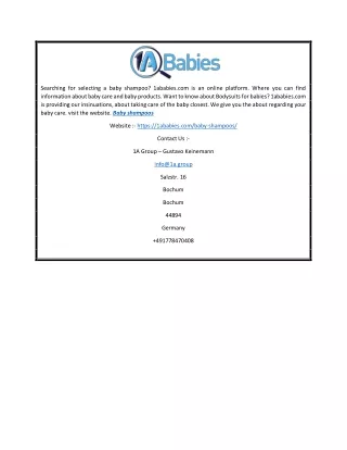 Baby Shampoos | 1Ababies.com
