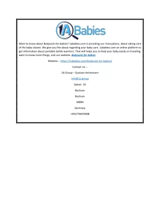 Bodysuits For Babies | 1Ababies.com