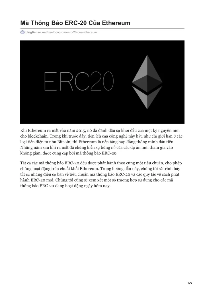 m th ng b o erc 20 c a ethereum