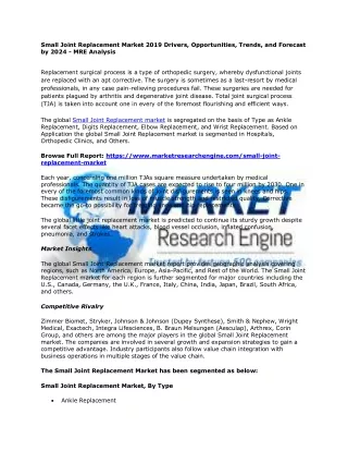 small joint replacement market 2019 drivers