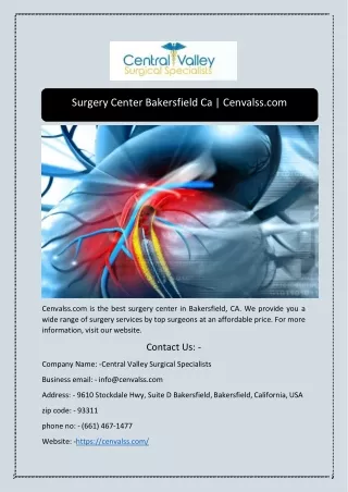 surgery center bakersfield ca cenvalss com