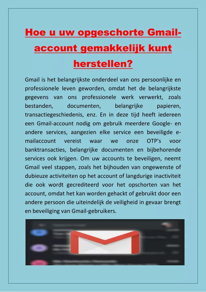 hoe u uw opgeschorte gmail account gemakkelijk