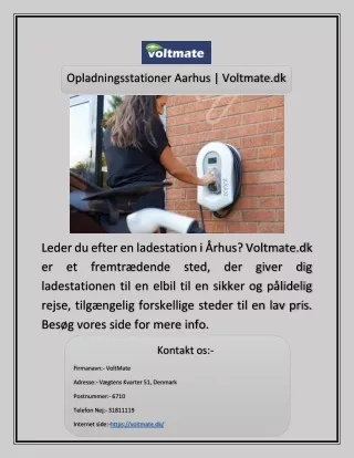 Opladningsstationer Aarhus | Voltmate.dk