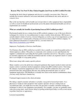 reasons why you need to buy clinical supplies