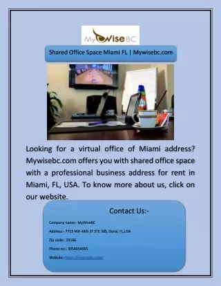 Shared Office Space Miami FL | Mywisebc.com