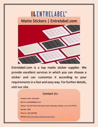 Matte Stickers | Entrelabel.com