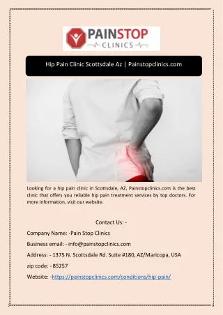 Hip Pain Clinic Scottsdale Az | Painstopclinics.com