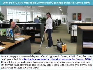 Why Do You Hire Affordable Commercial Cleaning Services in Cowra, NSW?