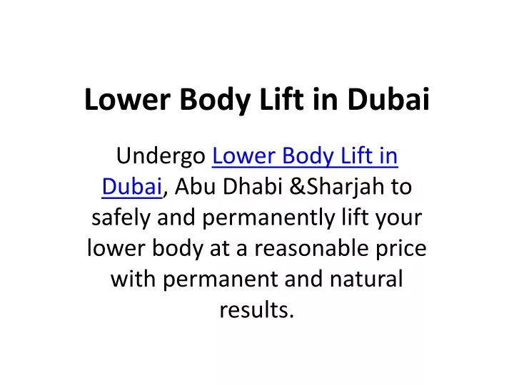 lower body lift in dubai