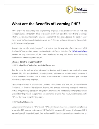 What are the Benefits of Learning PHP?