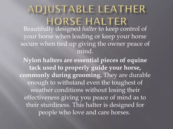 adjustable leather horse halter