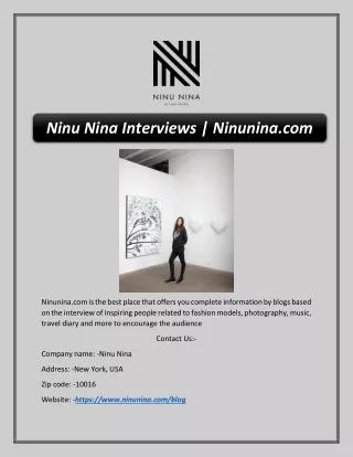 Ninu Nina Interviews | Ninunina.com