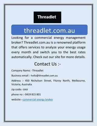 Commercial Energy Broker | Threadlet.com.au