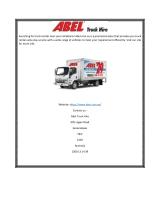 Trucks for Rent Near Me | Abel.com.au